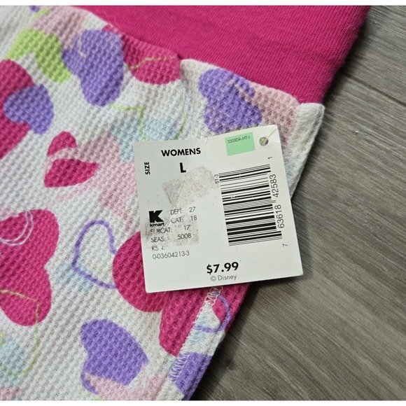 Vintage Disney Pajama‎ Bottoms Shorts Thermal Hearts AOP Size Large - Picture 5 of 8